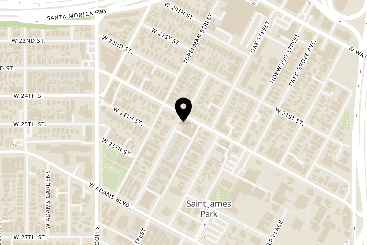 Map showing the location of Cafe 23 – Indian Street Food on 936 W 23rd St in Los Angeles
